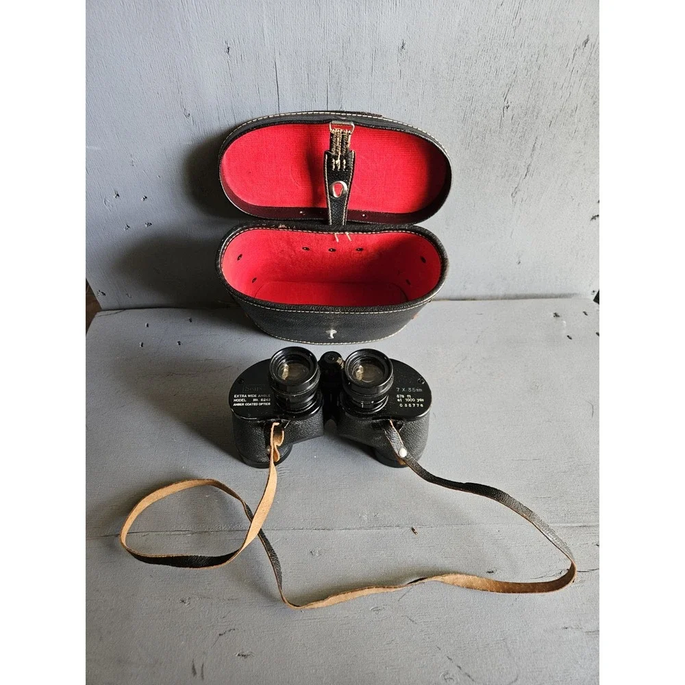 Vintage Sears Binoculars Model 6243 Extra Wide Angle 7x35 MM W Case Collectible